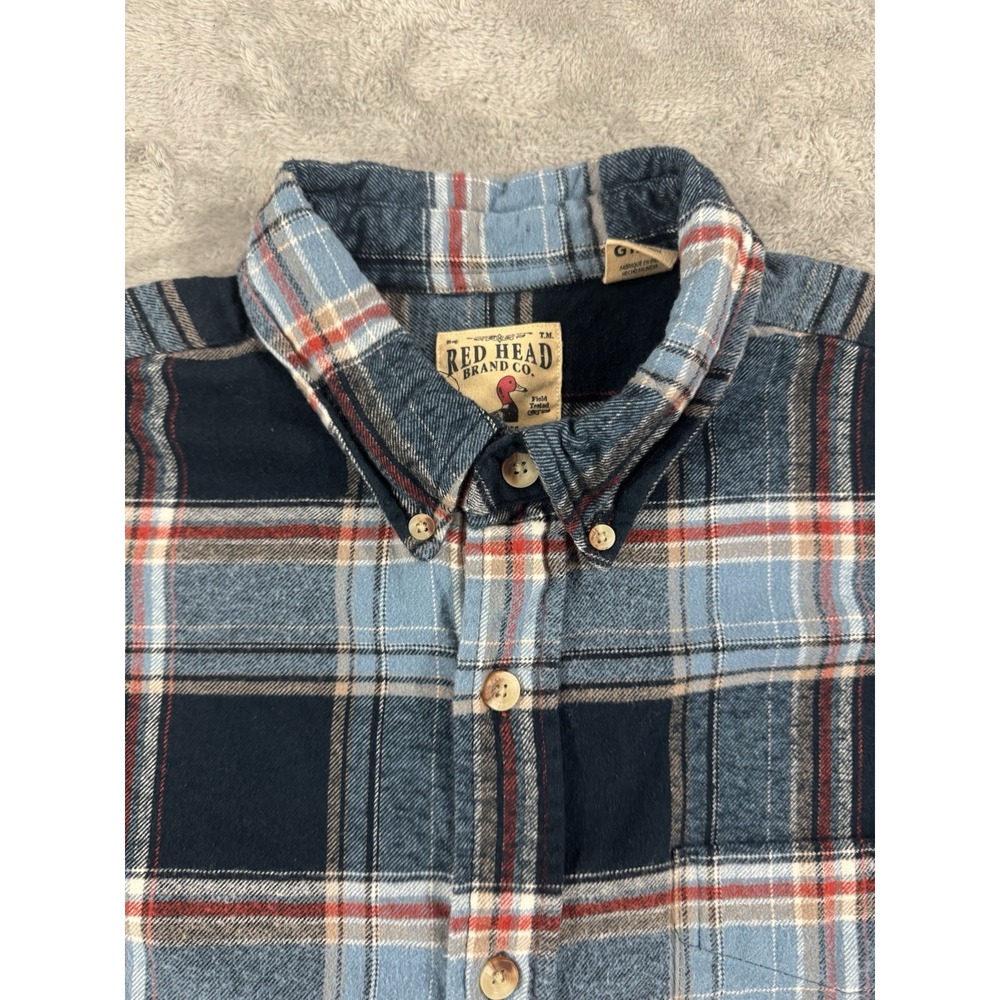 Red Head Shirt Jacket Mens L Tall Flannel Shacket Soft Comfort Western Red Blue‎ - Picture 6 of 11